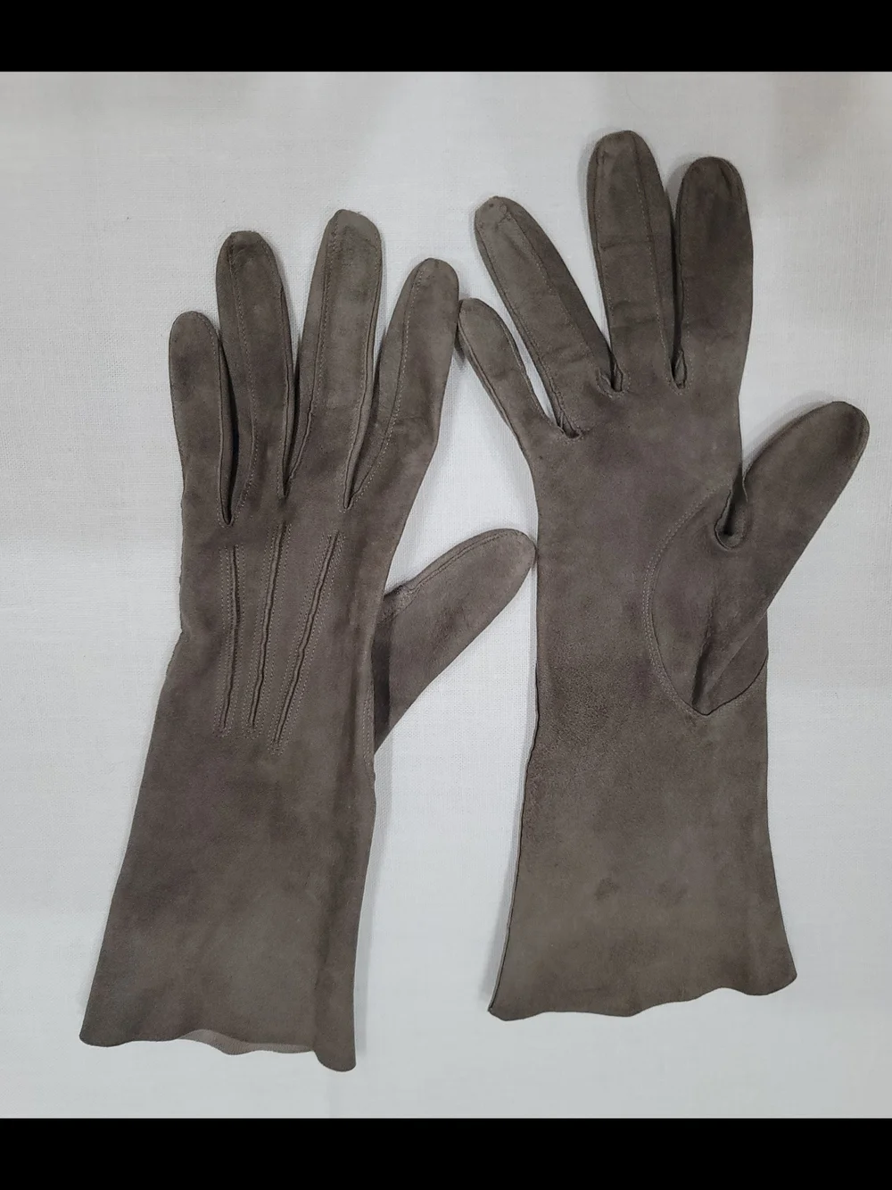 Women's Suede Leather Long Gloves - Taupe Brown